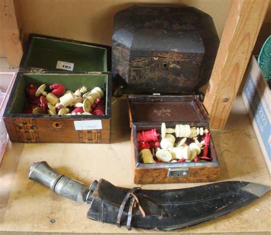 Bone chess set with bandwork box